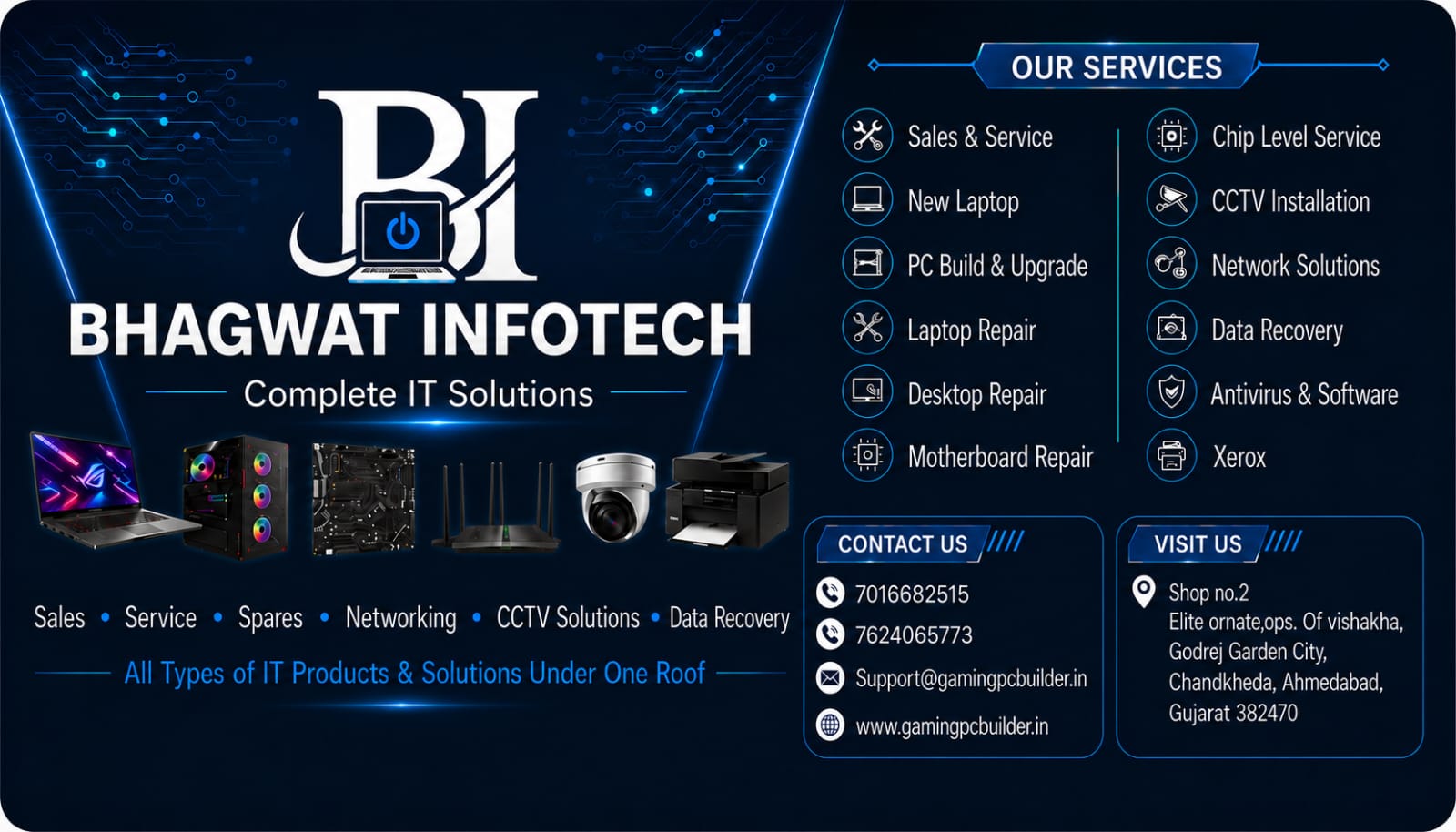 Bhagwat Infotech red promotional banner